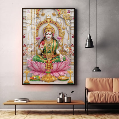 Peaceful Presence Of Maa Laxmi Premium Acrylic Vertical Wall Art