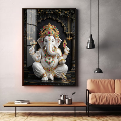 Hindu God Ganesh Ji Premium Acrylic Vertical Wall Art