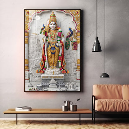 Divine Lord Subramanya Premium Acrylic Vertical Wall Art
