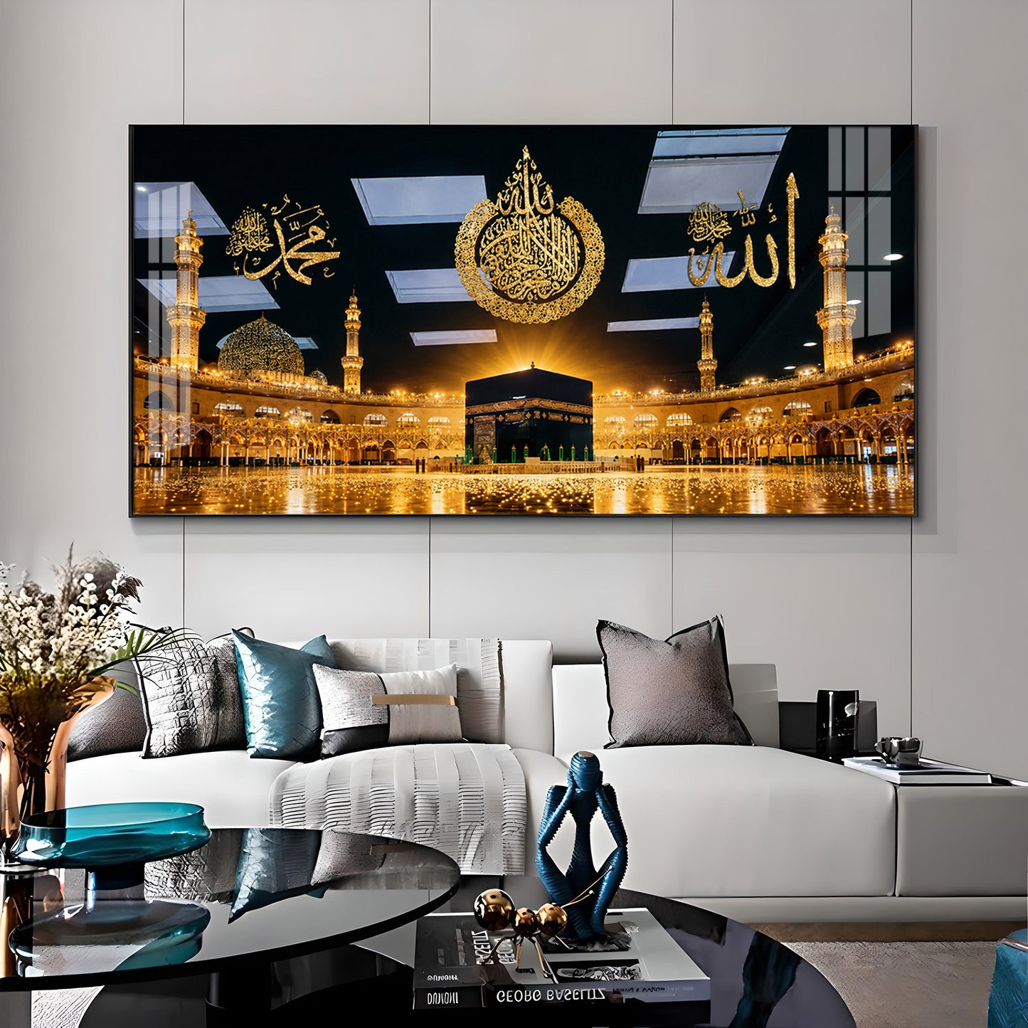 Kaaba With Allah & Muhammad Premium Acrylic Horizontal Wall Art
