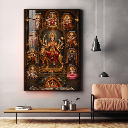 Goddess Navdurga Premium Acrylic Vertical Wall Art