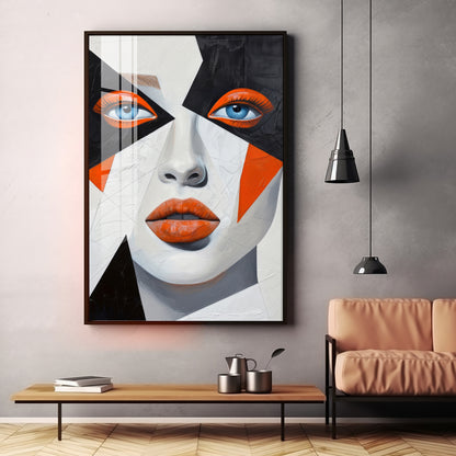 Woman With Orange Lips Premium Acrylic Vertical Wall Art