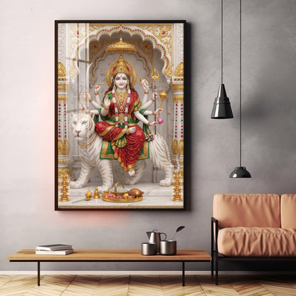 Hindu Goddess Maa Durga Premium Acrylic Vertical Wall Art