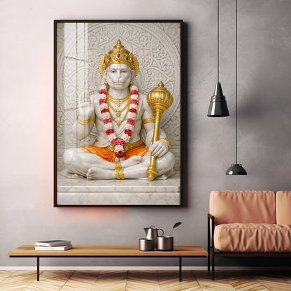 Divine Ram Bhakt Hanuman Premium Acrylic Vertical Wall Art