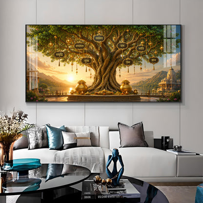 Golden Kalpavriksha Tree Premium Acrylic Horizontal Wall Art