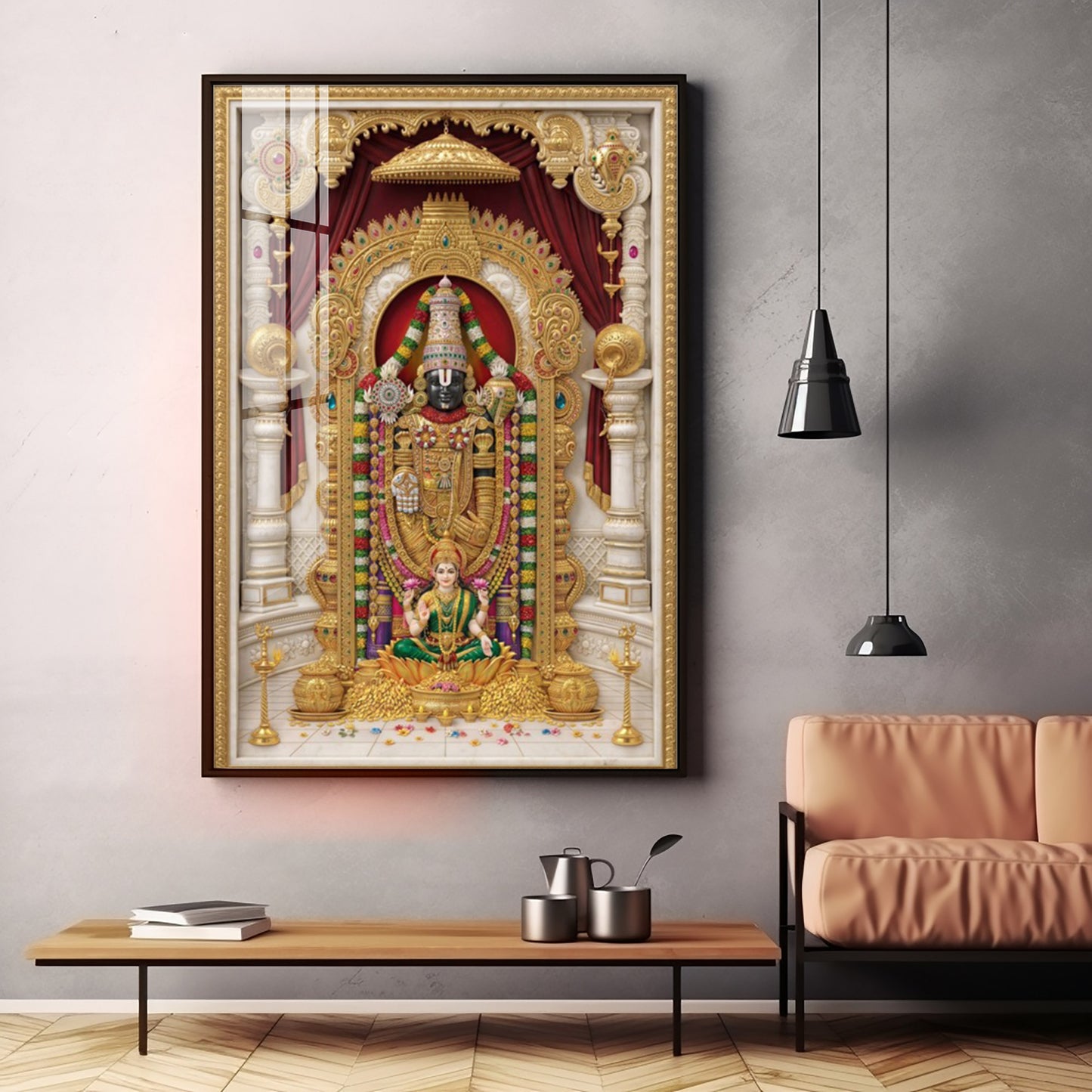 Divine Wisdom Venkateswara Premium Acrylic Vertical Wall Art