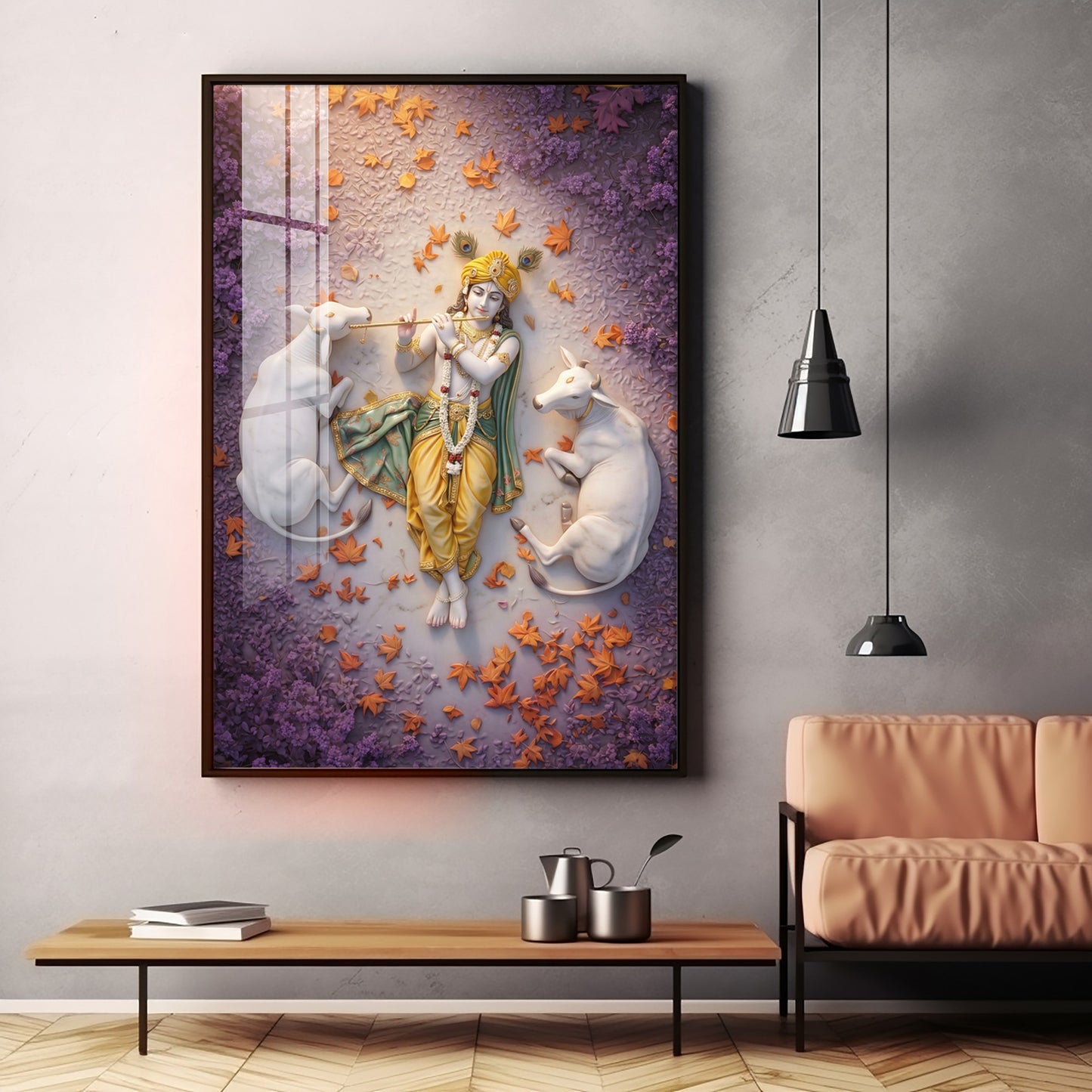 Lord Krishna Kripa Premium Acrylic Vertical Wall Art