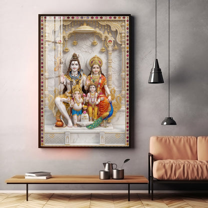 Divine Wisdom Shiv Parivar Premium Acrylic Vertical Wall Art