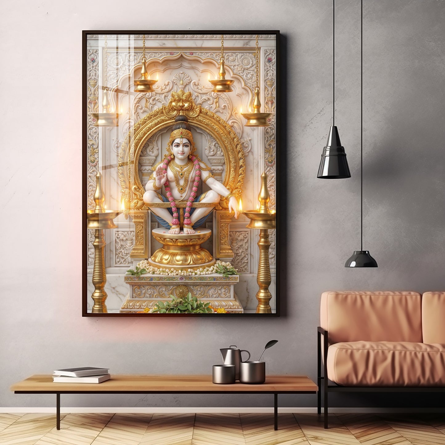 Deity Lord Ayyappan Premium Acrylic Vertical Wall Art