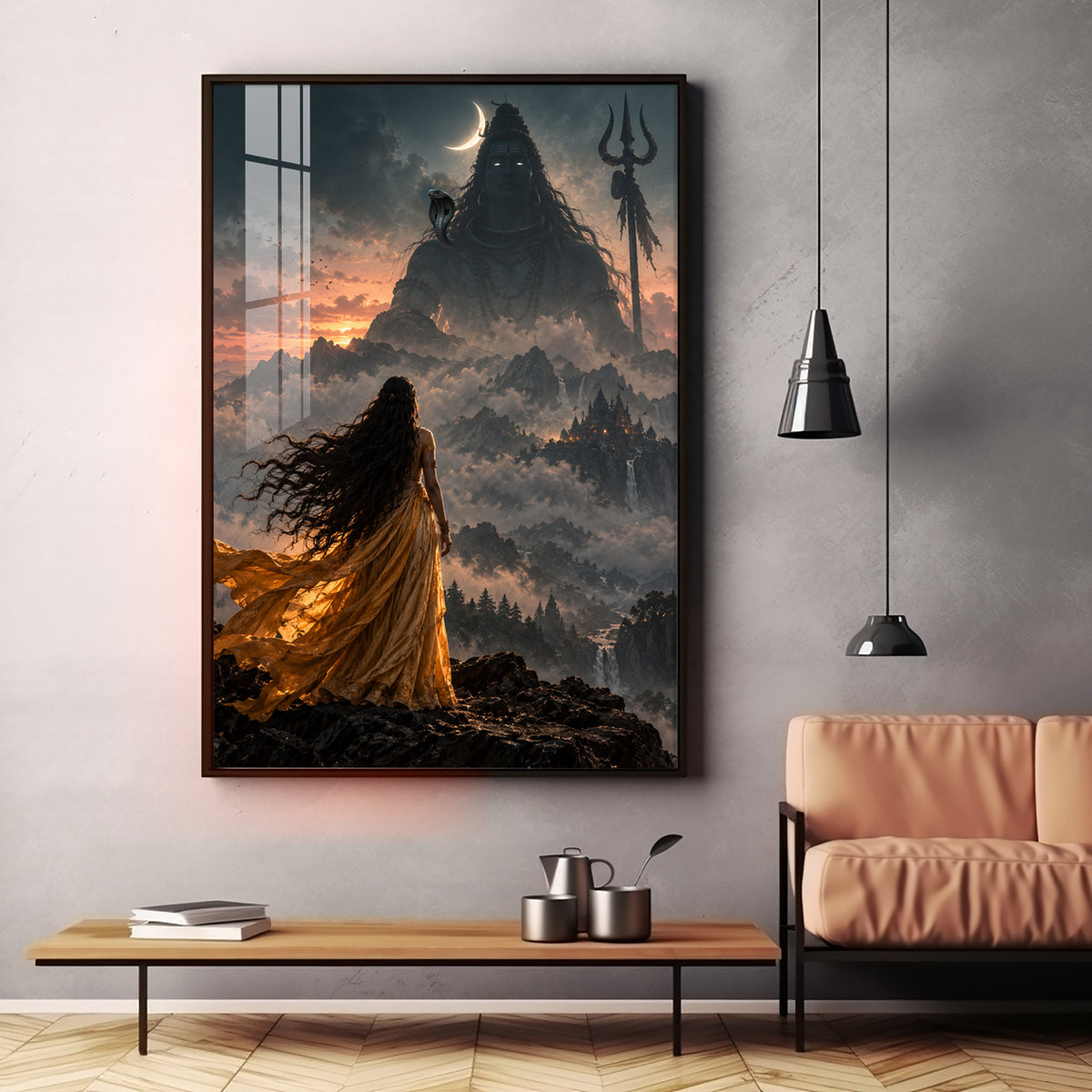 Parvati Looking At Shiva Premium Acrylic Vertical Wall Art
