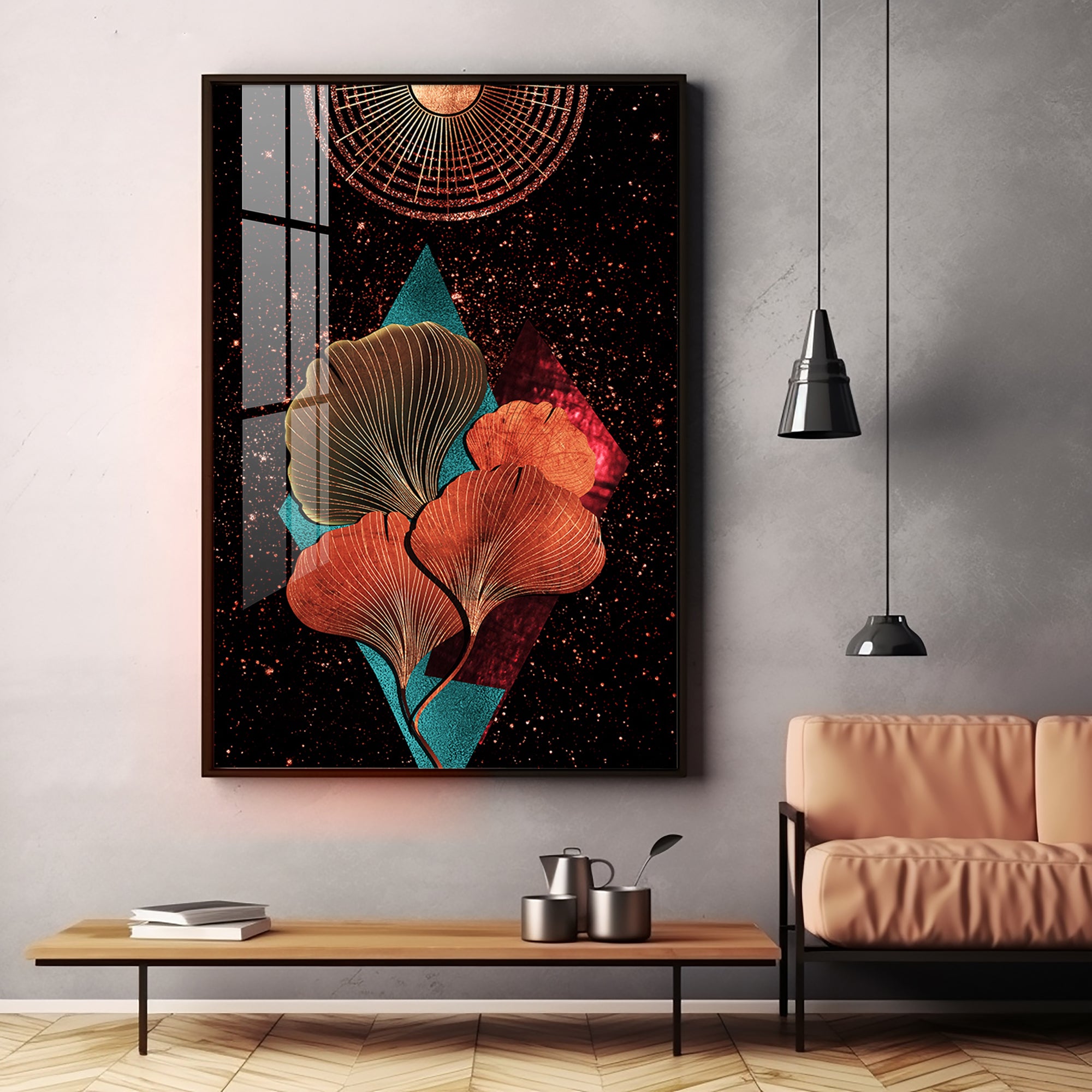 Floral Sunburst Premium Acrylic Vertical Wall Art