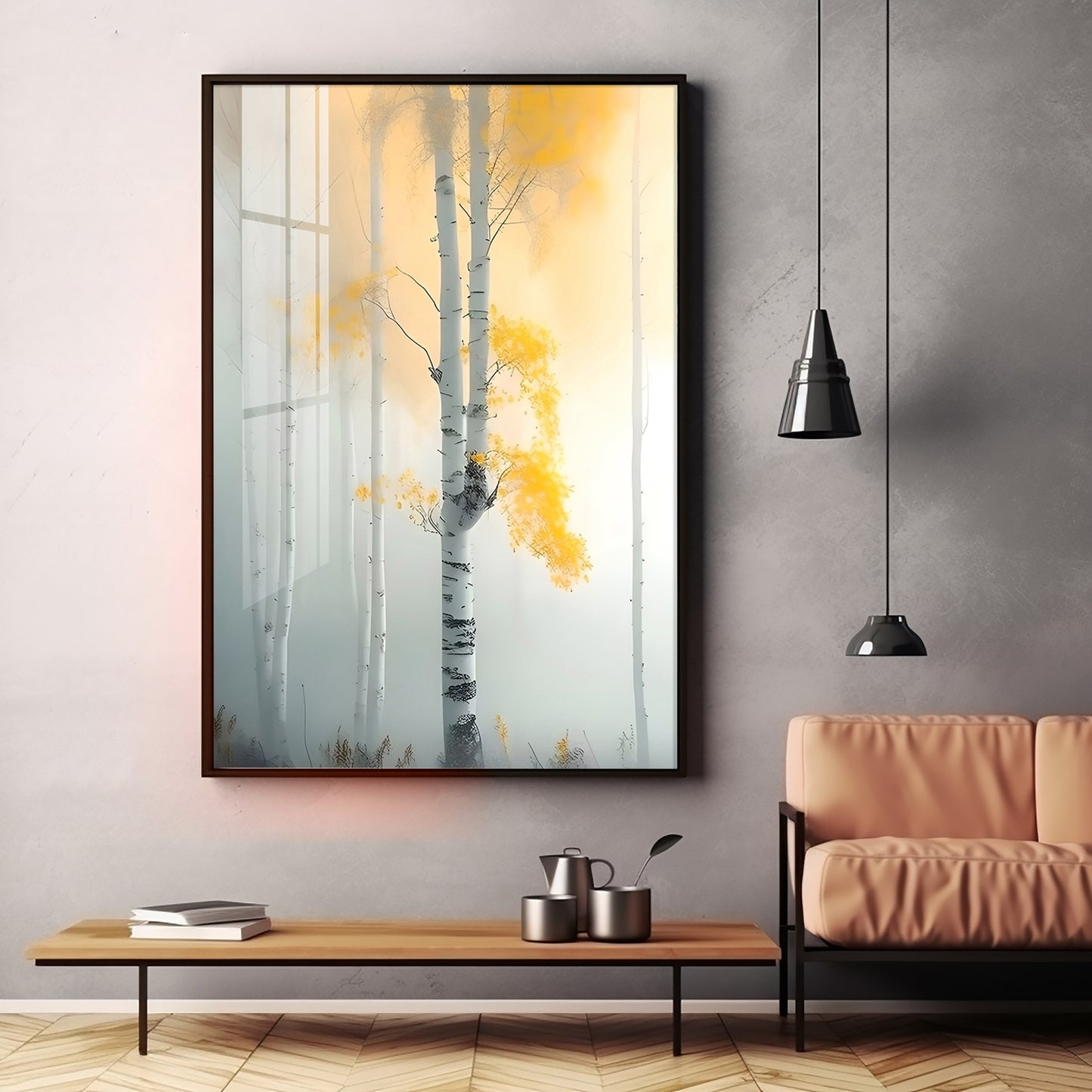 Serene Fogfall Tree Premium Acrylic Vertical Wall Art