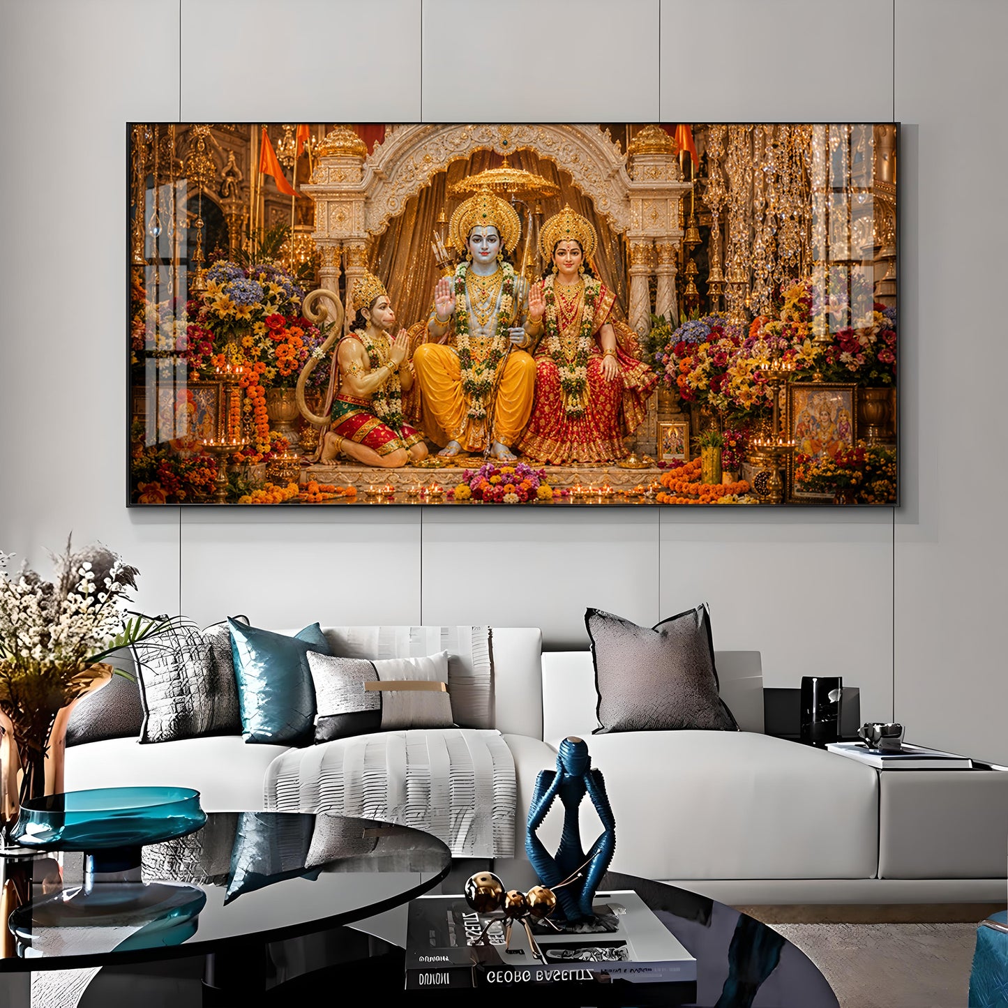 God Siya Ram With Sankatmochan Premium Acrylic Horizontal Wall Art
