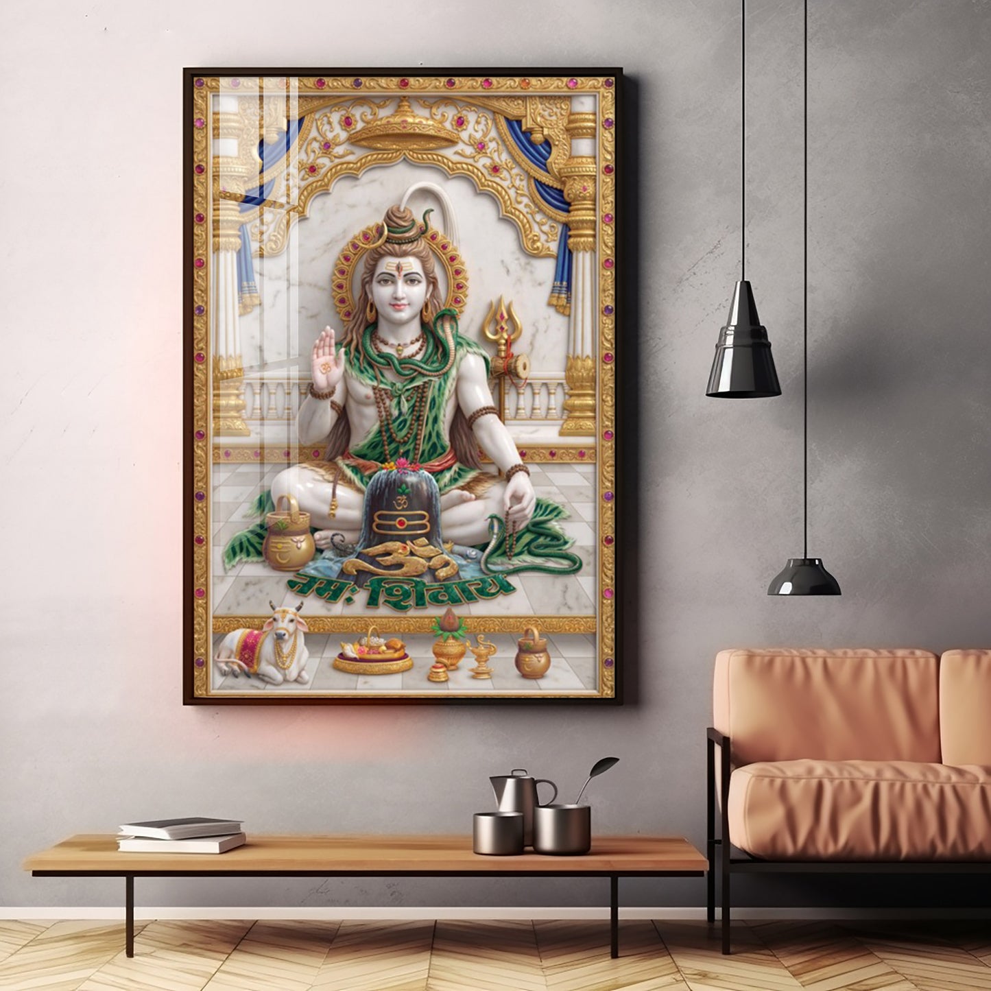 Lord Shiv Shankar Premium Acrylic Vertical Wall Art