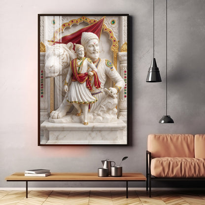 Chhatrapati Shivaji Maharaj With Tiger Premium Acrylic Vertical Wall Art