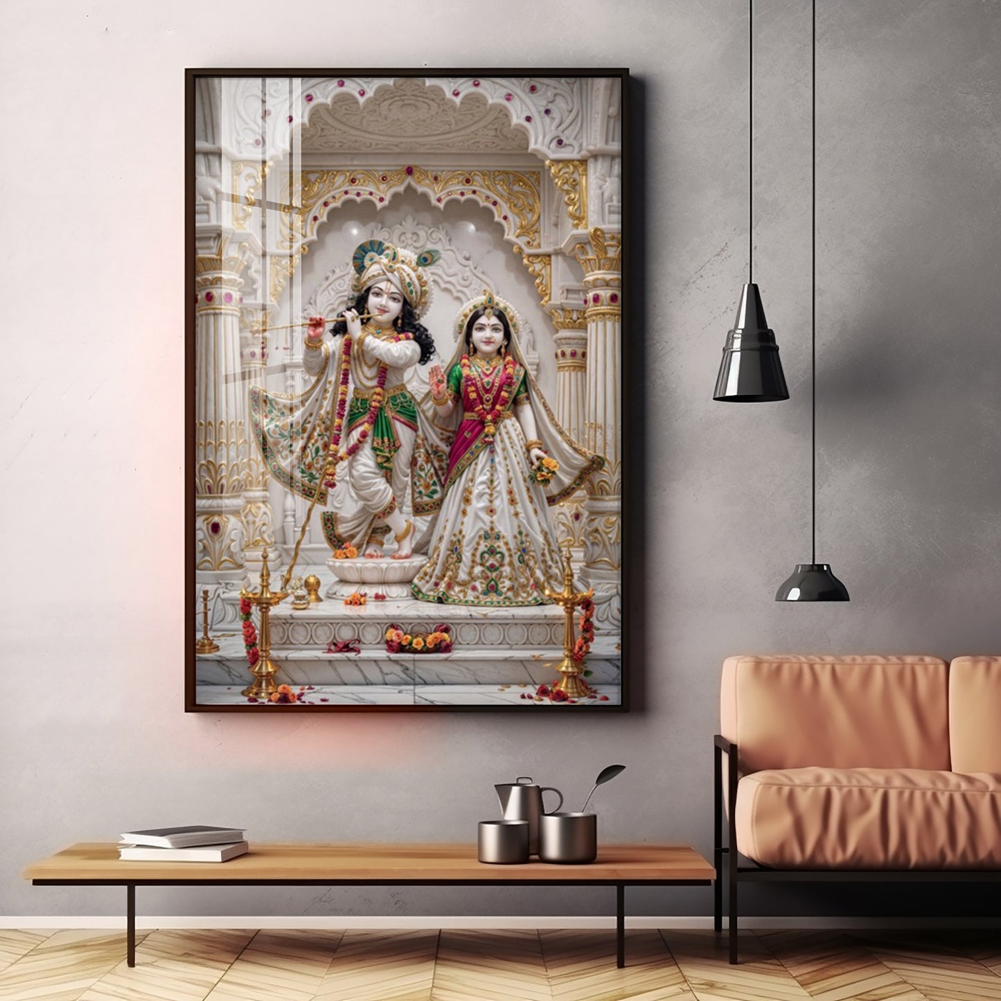 Grace Of Radha Krishna Love Premium Acrylic Vertical Wall Art