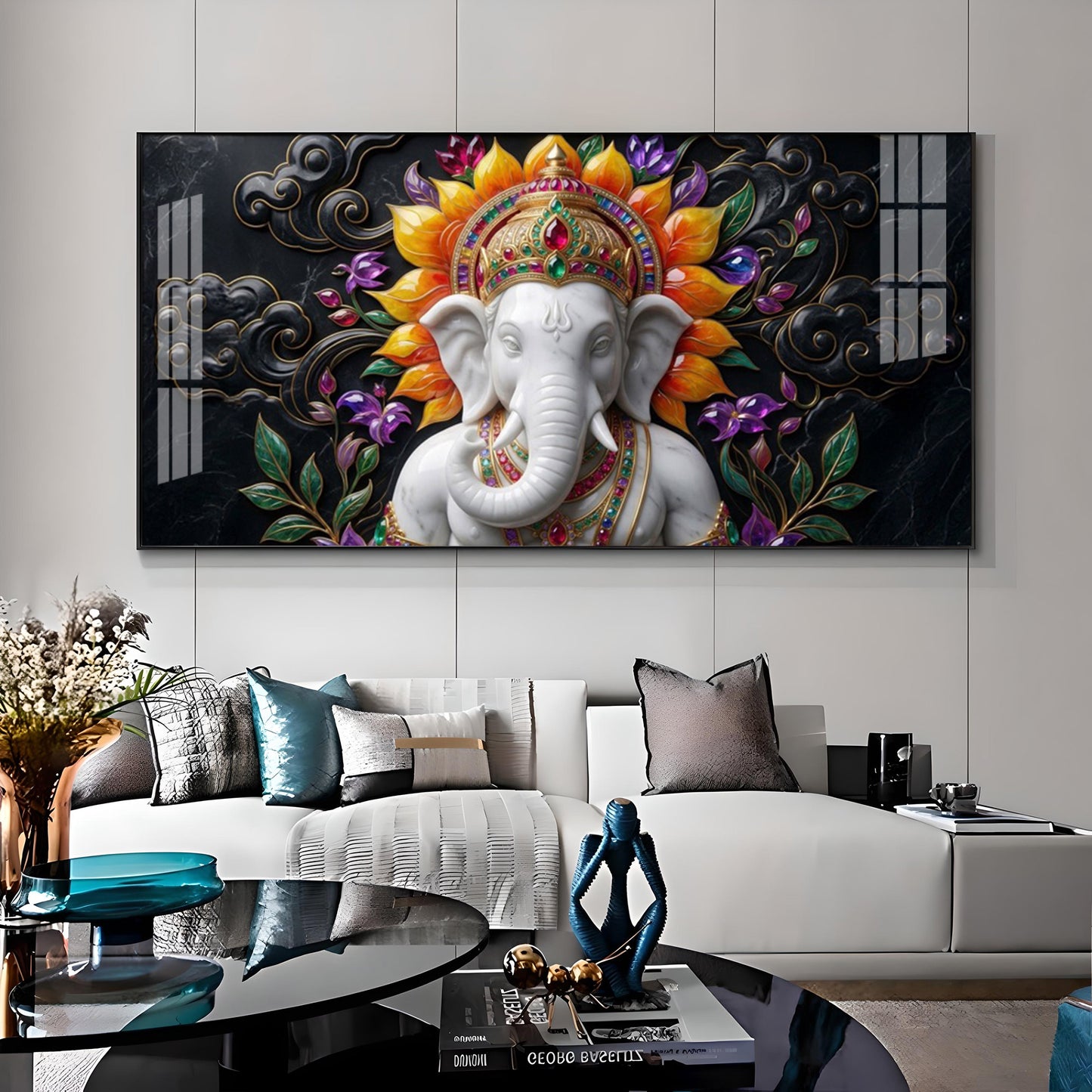 Decorated Lord Ganesha Premium Acrylic Horizontal Wall Art