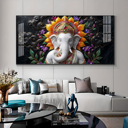 Decorated Lord Ganesha Premium Acrylic Horizontal Wall Art
