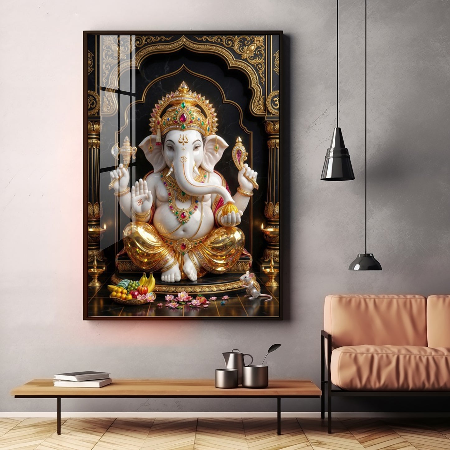 Hindu Lord Ganesh Ji Premium Acrylic Vertical Wall Art