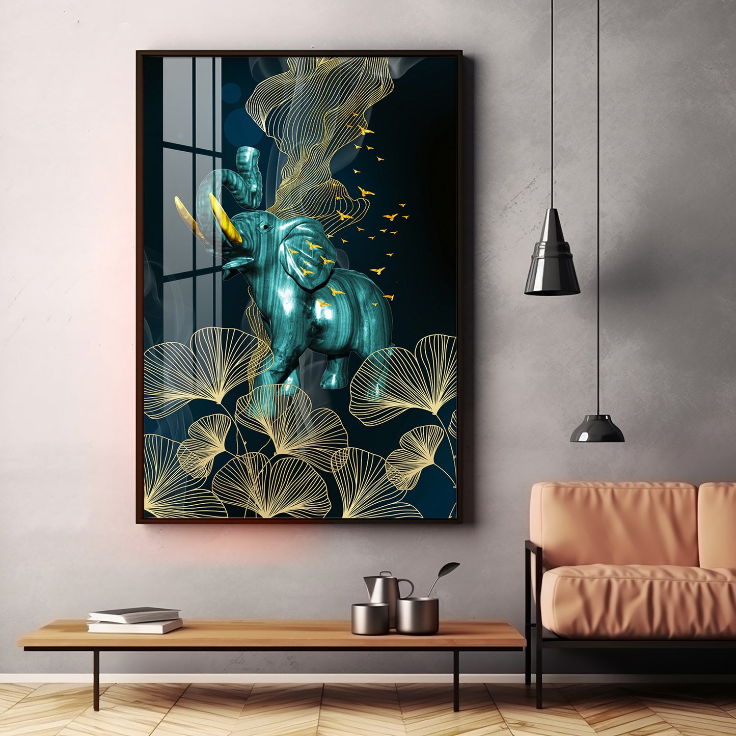 Blue Elephant Premium Acrylic Vertical Wall Art