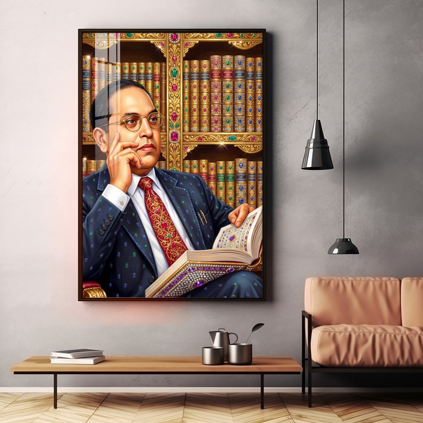 Babasaheb With Indian Constitution Premium Acrylic Vertical Wall Art