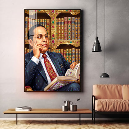 Babasaheb With Indian Constitution Premium Acrylic Vertical Wall Art