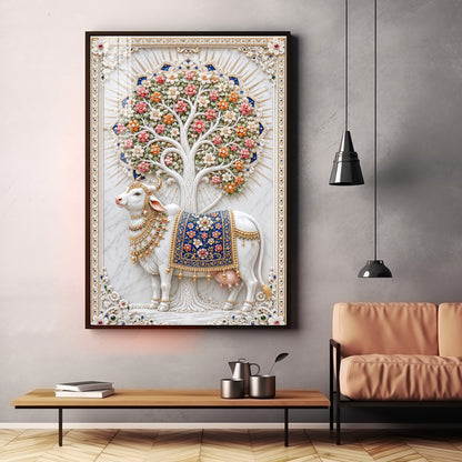 Holy Kamadhenu Premium Acrylic Vertical Wall Art