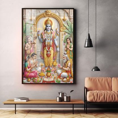 Lord Satyanarayan Premium Acrylic Vertical Wall Art