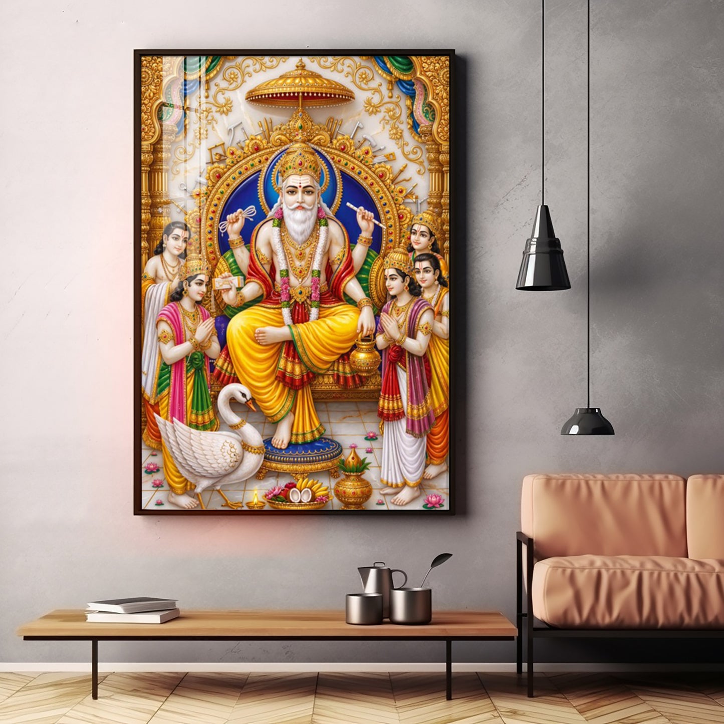 Divine Lord Vishwakarma Premium Acrylic Vertical Wall Art