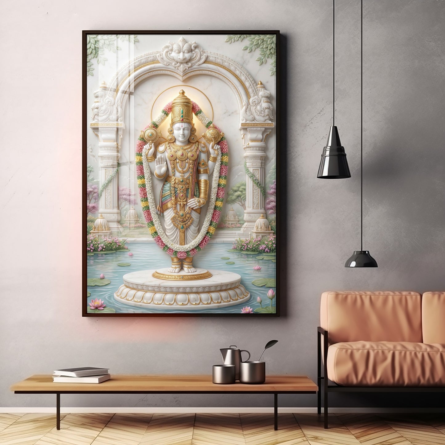 Hindu God Venkateswara Premium Acrylic Vertical Wall Art
