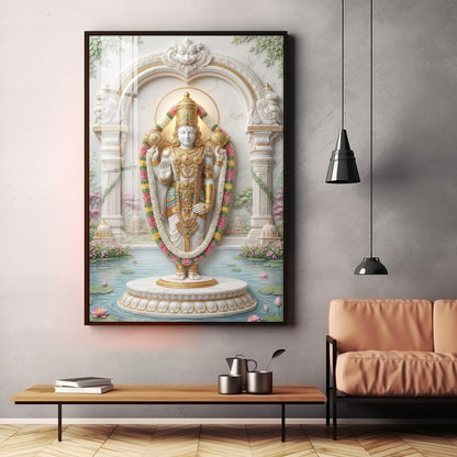 Hindu God Venkateswara Premium Acrylic Vertical Wall Art