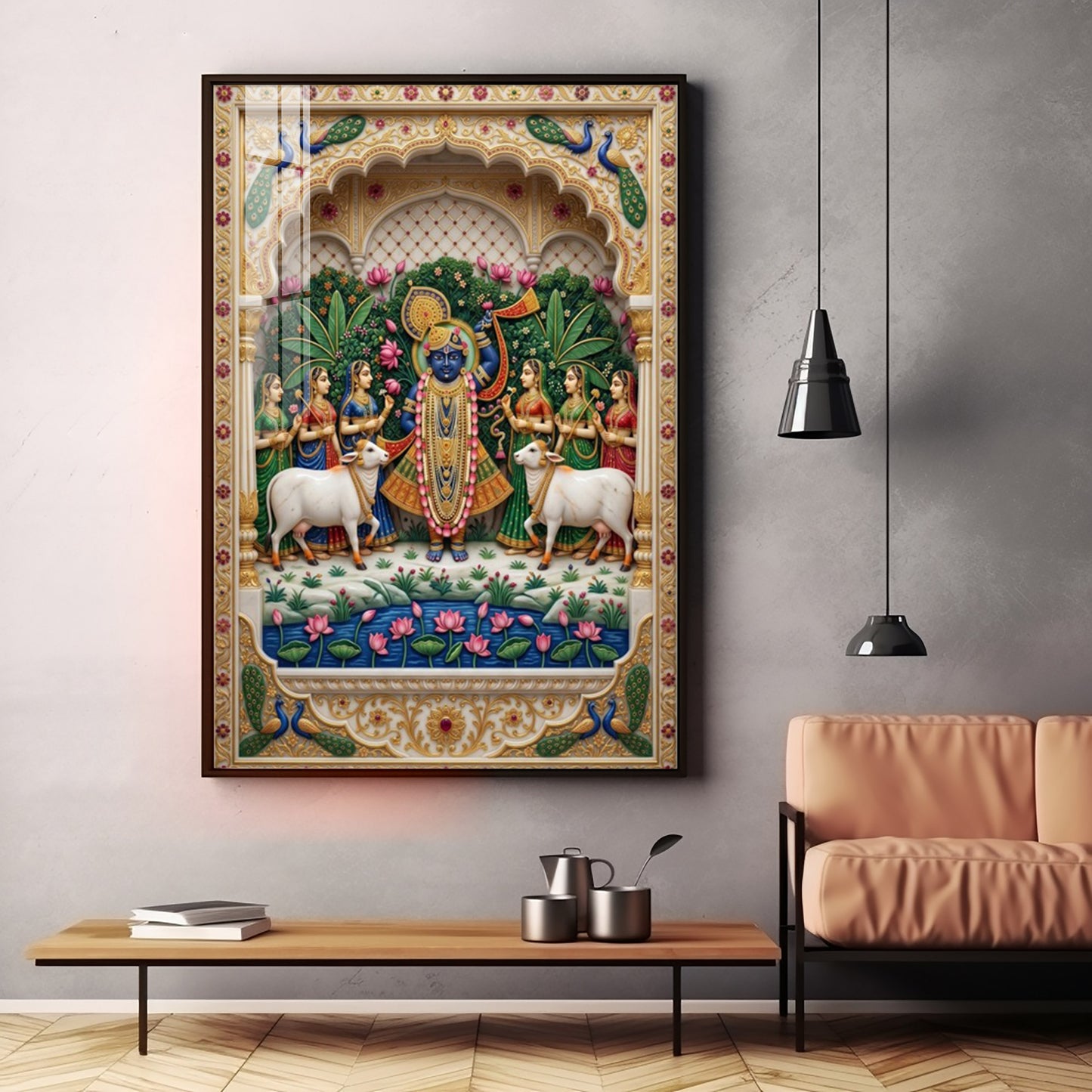 Lord Shrinathji Premium Acrylic Vertical Wall Art