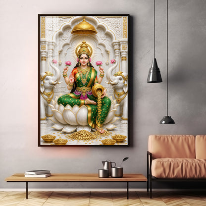 Gajalakshmi Premium Acrylic Vertical Wall Art