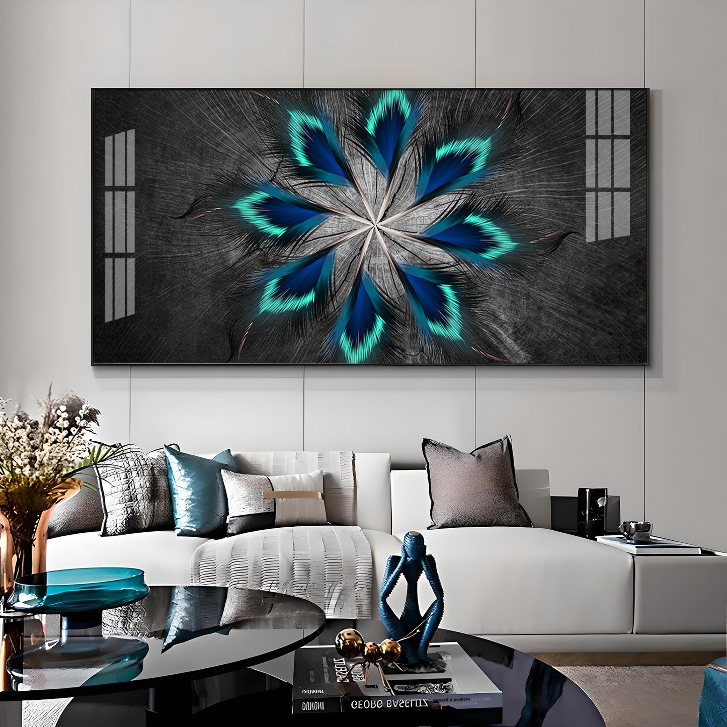 Stylish Modern Feather Premium Acrylic Horizontal Wall Art