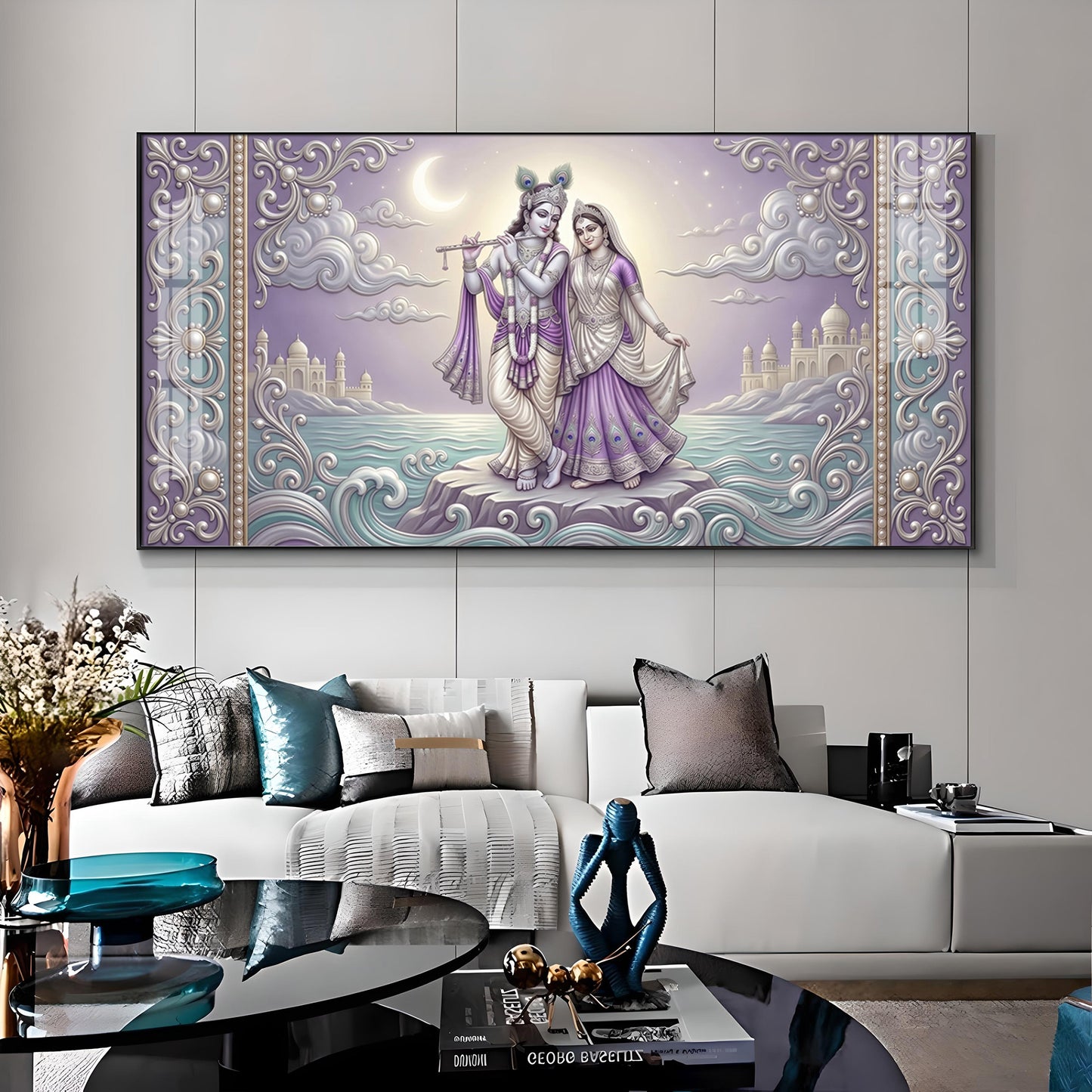 Hindu God Radha Krishna Premium Acrylic Horizontal Wall Art