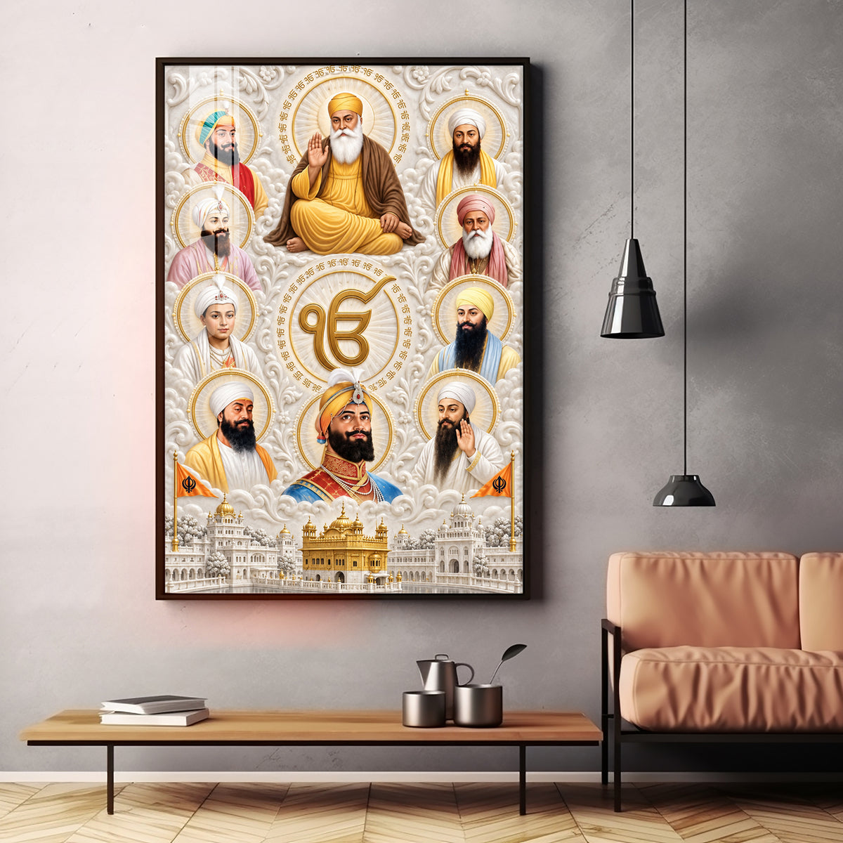 Ten Sikh Gurus Premium Acrylic Vertical Wall Art