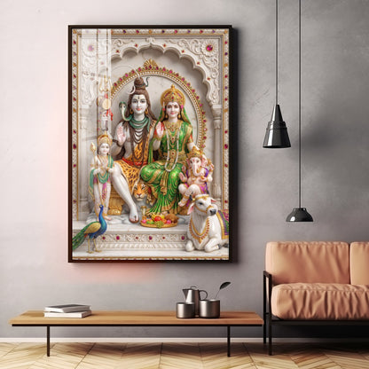 Cosmic Energy Of Shiv Parivar Premium Acrylic Vertical Wall Art
