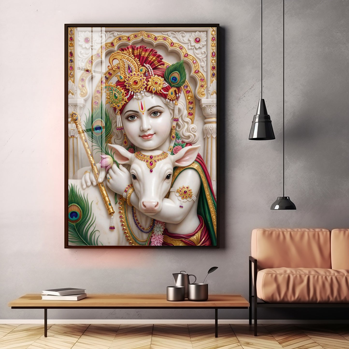 Blessings Of Bal krishna Premium Acrylic Vertical Wall Art