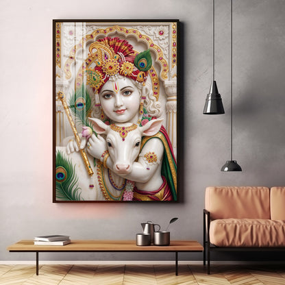 Blessings Of Bal krishna Premium Acrylic Vertical Wall Art