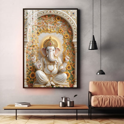 Hindu God Ganesh Ji Premium Acrylic Vertical Wall Art