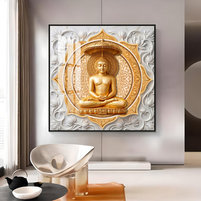 Lord Mahavir In A Meditative Pose Premium Acrylic Square Wall Art
