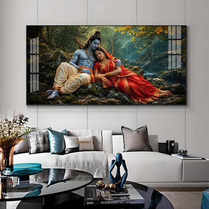 Lord Sita Ram Divine Love Premium Acrylic Horizontal Wall Art
