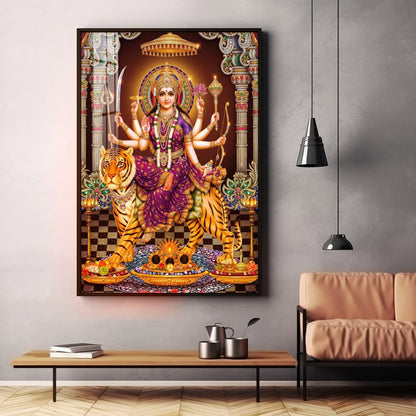 Maa Sherawali Premium Acrylic Vertical Wall Art