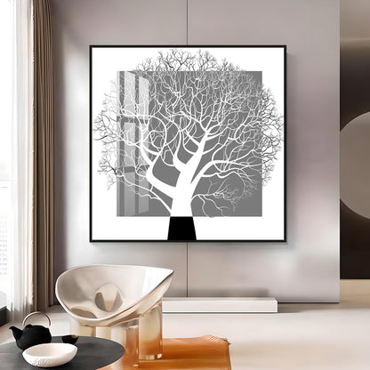 Black White Tree Premium Acrylic Square Wall Art