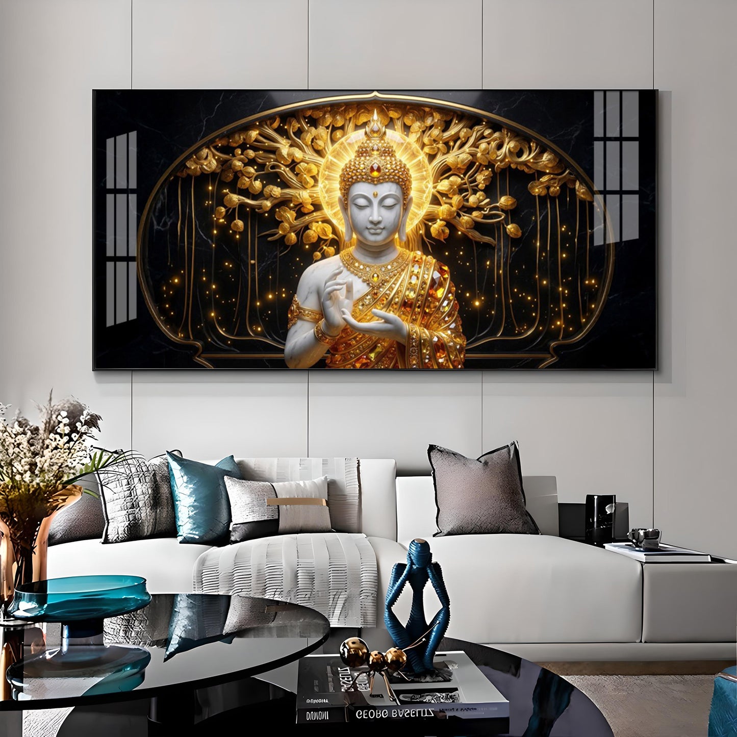 Golden Buddha Premium Acrylic Horizontal Wall Art
