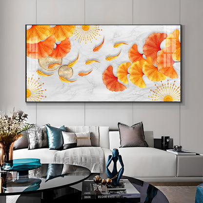 Ginkgo Leaves & Fish Premium Acrylic Horizontal Wall Art