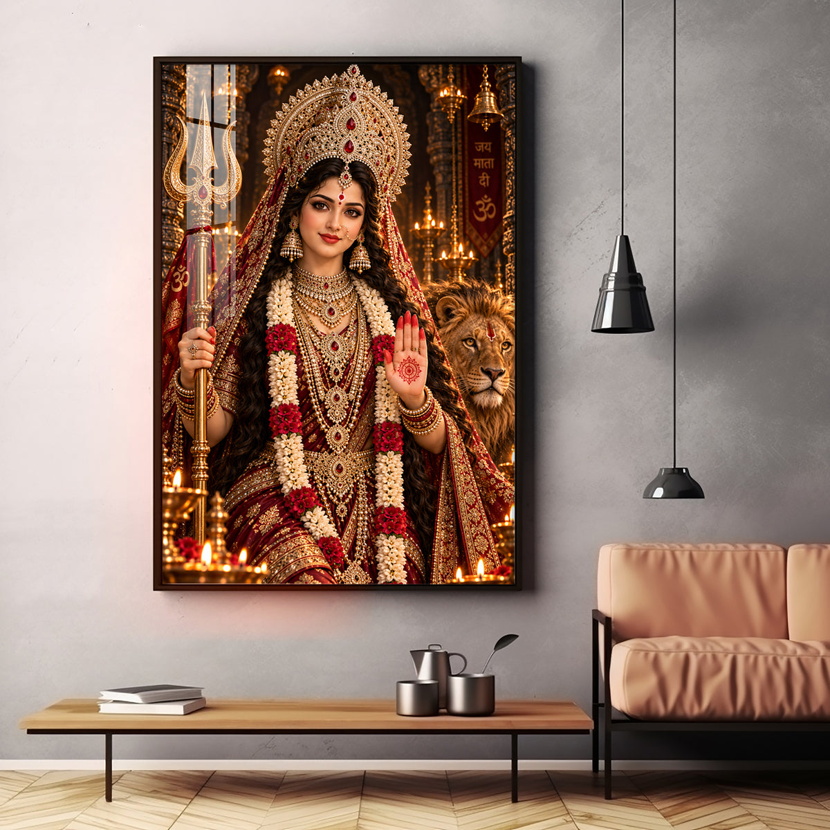 Durga Maa Premium Acrylic Vertical Wall Art