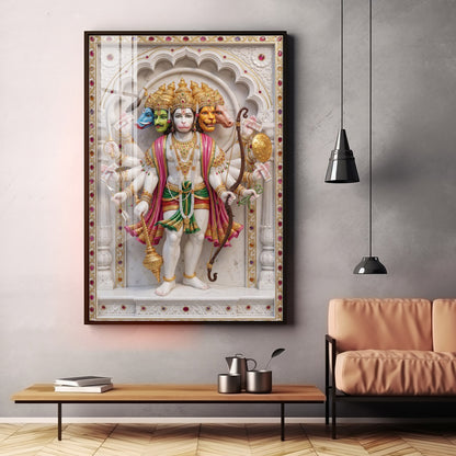 Radiant Hanuman Ji Idol Premium Acrylic Vertical Wall Art