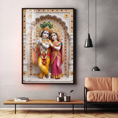 Blessings Of Radha Krishna Premium Acrylic Vertical Wall Art