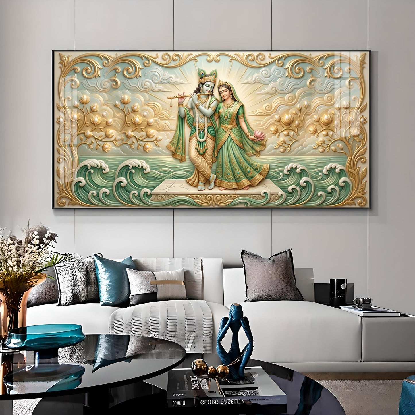 Divine Goddess Radha Krishna Premium Acrylic Horizontal Wall Art